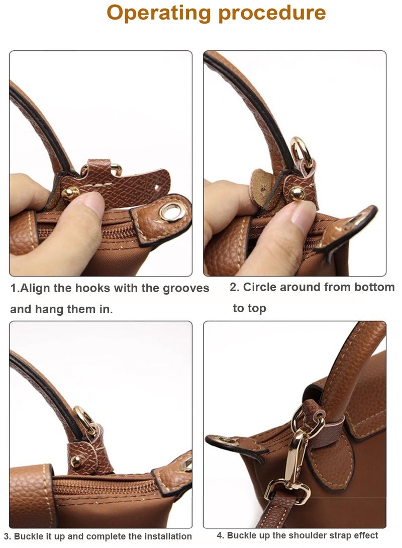 التمريض الجوي أحزمة حقائب جلدية أصلية - حزام كتف قابل للتعديل لحقائب لونجشامب الصغيرة - Image 5