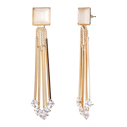 YouBella Jewellery Crystal Gold Plated Dangler Earrings for Girls and Women (White) - Image 2