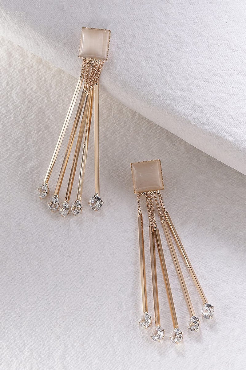 YouBella Jewellery Crystal Gold Plated Dangler Earrings for Girls and Women (White) - Image 5
