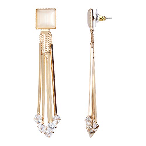 YouBella Jewellery Crystal Gold Plated Dangler Earrings for Girls and Women (White) - Image 3