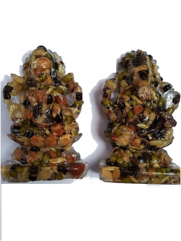 Suvasane Navadhanya Ganesh and Lakshmi Idols for Pooja and Home to Bring Sucess and All Positive Vibes ,Plastic ,Multicolor - Image 3