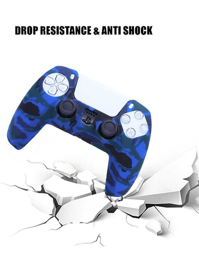 Silicone Skin Accessories for Sony PS5 Wireless Controller Grip Covers Case with Anti-Slip Anti-scratch Silicone Dustproof Protective, PS5 Controller Skin Protector Blue/Black - Image 3