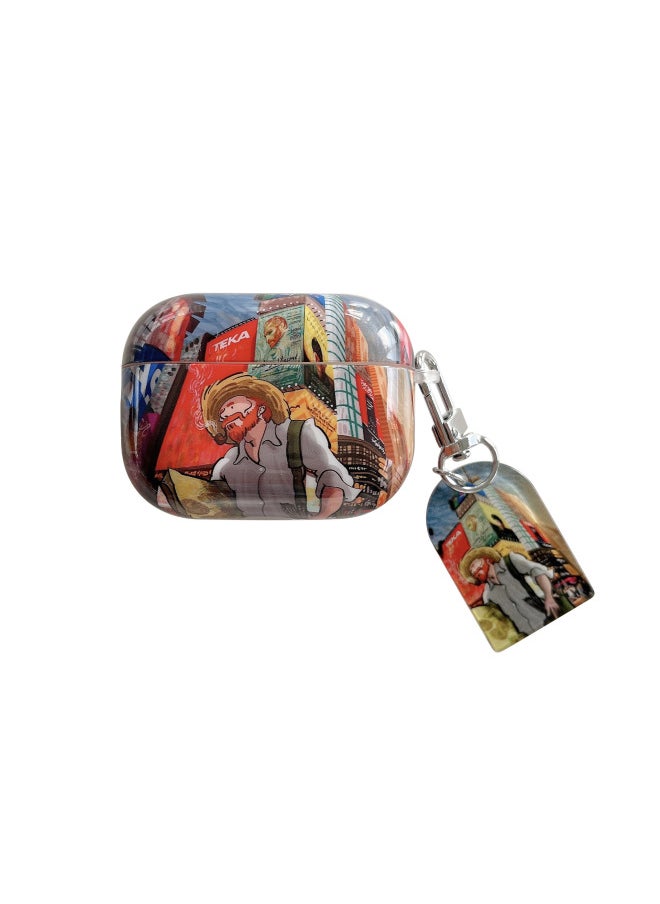 Generic - Suitable For AirPods 4 Earphone Set Creative Cartoon Shell For Apple1/2/pro2 Wireless Bluetooth Protective Cover Pendant-Color:Silicone Soft Shell + Pendant-City Painter-Model:Airpods 4 (protective Case) - Image 1
