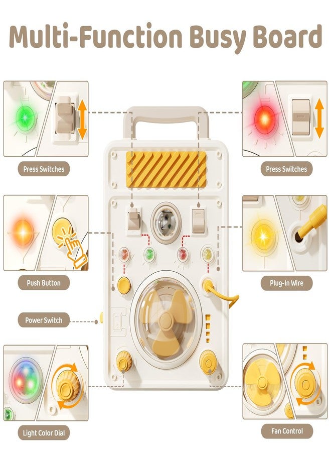 SOCBTNSO Montessori Busy Board for 1+ Year Old - Electronic Light & Activity with Buttons, Switches, Fan & Rotating Knobs | Sensory Learning Travel Toys & Gifts for Toddler Boy/Girl Age 1 2 3 - Image 3
