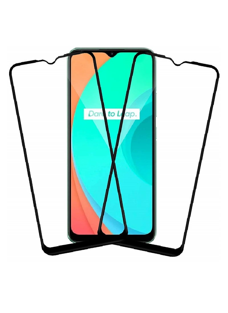 2 Pieces Tempered Glass Screen Protector 5D Designed For Realme C12 Full Glue Edge to Edge Full Screen Coverage And Bubble Free - Image 1