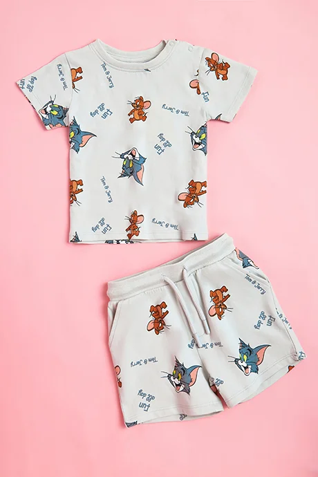 R&b Tom & Jerry Printed T-Shirt and Shorts Set