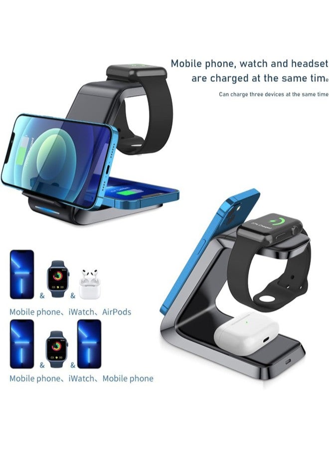 klarako Wireless 3 in 1 Charging Stand for Multiple Devices, Super Suction, Fast Charging Station for Multiple Devices, Gifts for Women Men, Compatible with All Android/iOS Smart Phone  - Image 2