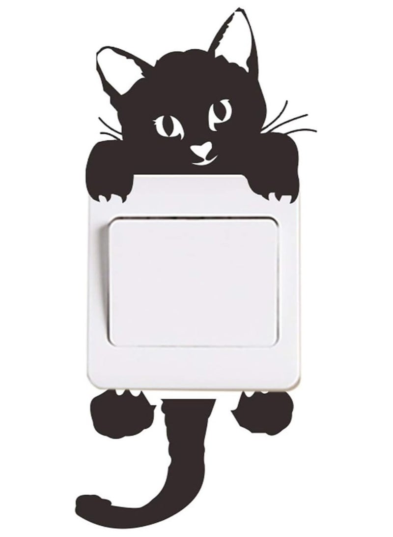 5-piece set of cat animal switch light stickers with black 14x6cm stickers - Image 1