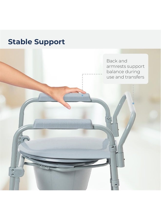 11148-1 Folding Steel Bedside Commode Chair, Portable Toilet, Supports Bariatric Individuals Weighing Up To 350 Lbs, with 7.5 Qt. Bucket and 13.5 Inch Seat, Grey - pzsku/Z058EFC4171D78F77F569Z/45/_/1715525424/797ac5dd-25f4-4999-af28-ad1ec959dd4b