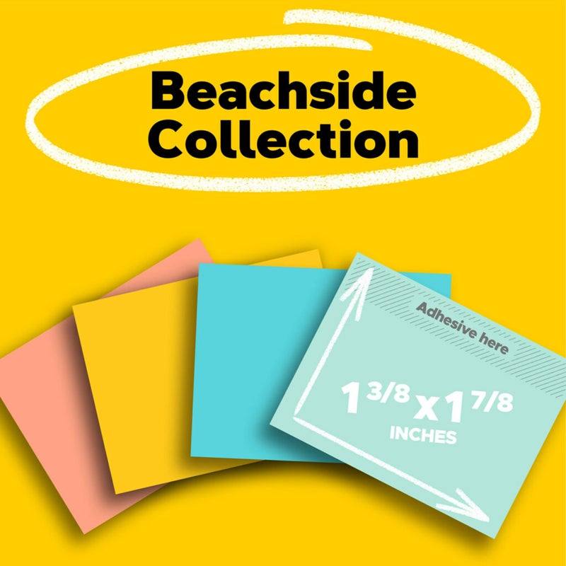 Post-it Notes, 1 3/8 in x 1 7/8 in, 12 Sticky Note Pads, 100 Sheets per Pad, Beachside CafÃ© Collection, School Supplies and Office Products - Image 2