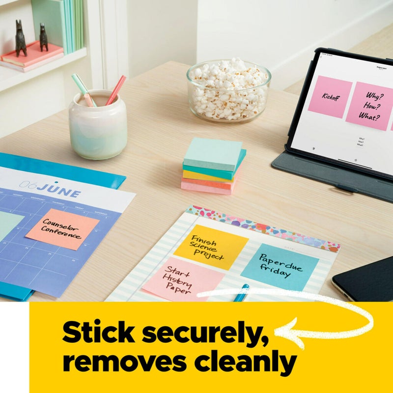 Post-it Notes, 1 3/8 in x 1 7/8 in, 12 Sticky Note Pads, 100 Sheets per Pad, Beachside CafÃ© Collection, School Supplies and Office Products - Image 4