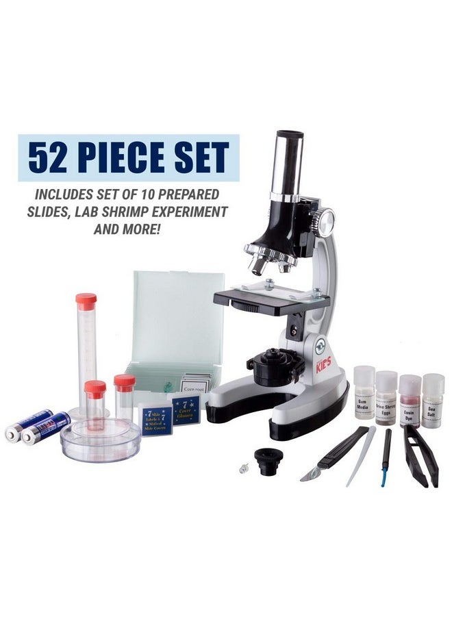 AmScope M30Abskt2Wwm 1200X 52Pcs Kids Student Beginner Microscope Kit With Slides Led Light Storage Box And Bookthe World Of The Microscope White  - Image 4