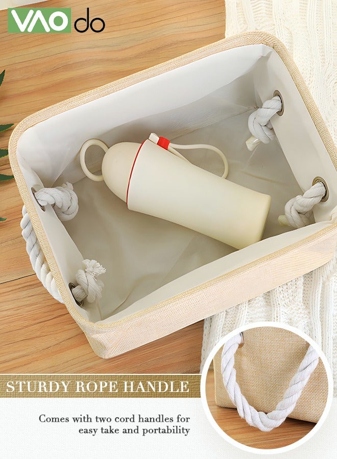VAOdo 2 Piece Folding Storage Box 2 Medium Linen Storage Baskets Household Clothing Sundries Storage Box  - Image 5