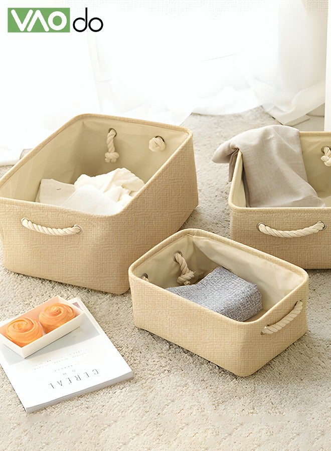 VAOdo 2 Piece Folding Storage Box 2 Medium Linen Storage Baskets Household Clothing Sundries Storage Box  - Image 2