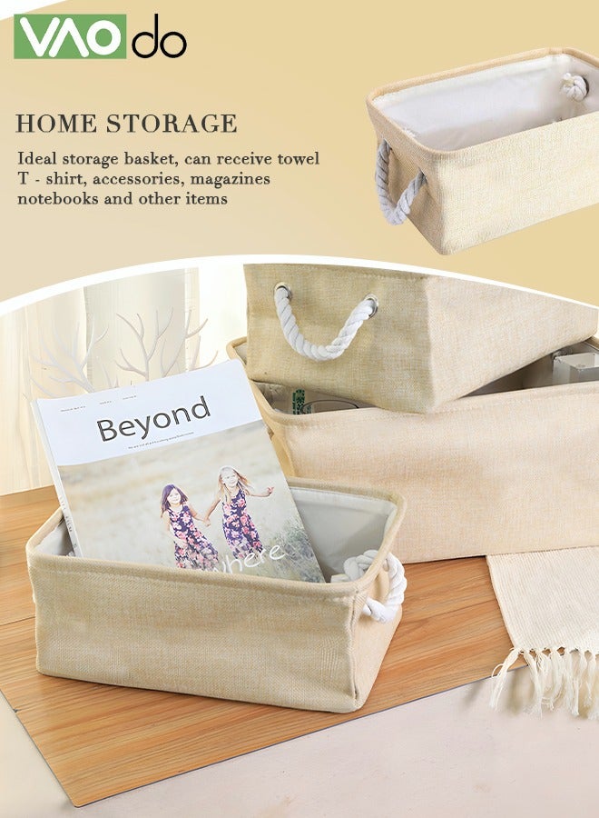 VAOdo 2 Piece Folding Storage Box 2 Medium Linen Storage Baskets Household Clothing Sundries Storage Box  - Image 4