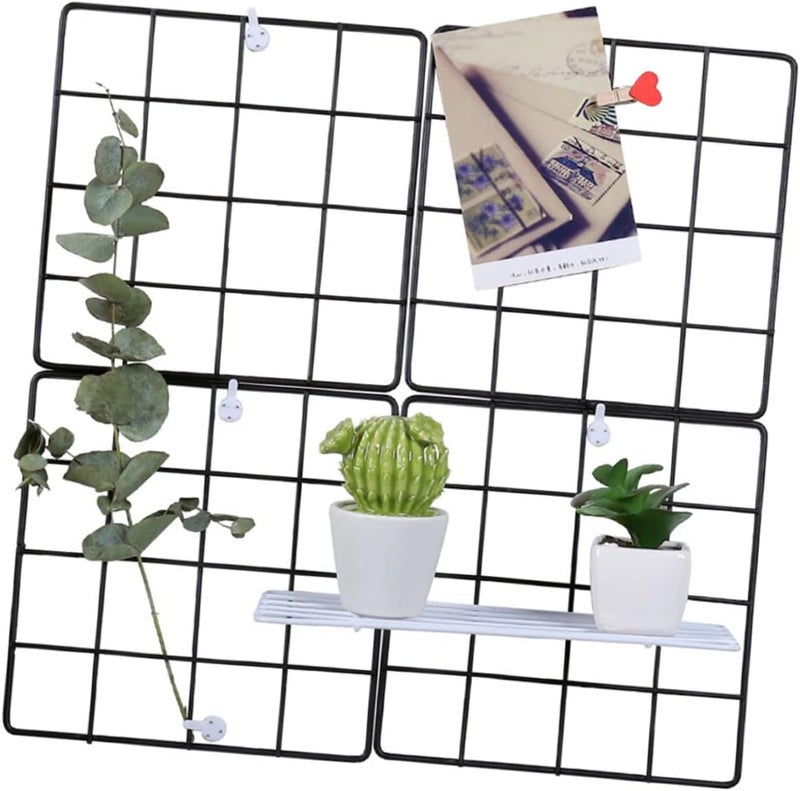 Alipis 2pcs Iron Grid Photo Display Frames Black White Metal Wall Hanging for Pictures Postcards and Plants for Home Decor in Bedrooms Cafes and Classrooms - Image 3