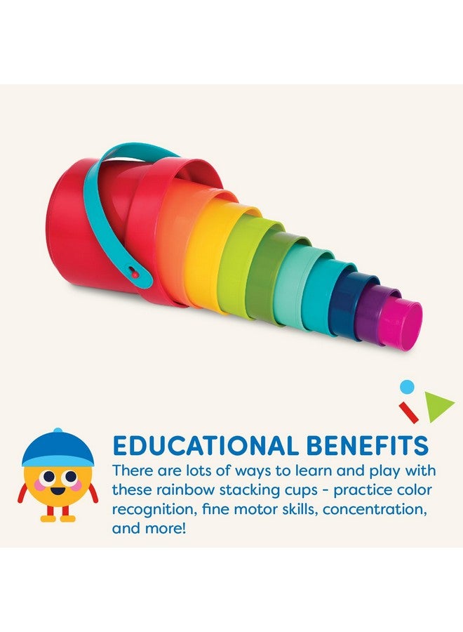 Battat - Stacking Toy - Educational & Dexterity Toy - Nesting Cup Playset - Water & Beach Toys - 18 Months + - Stack Up Cups, Medium, 10 pieces set - Image 2