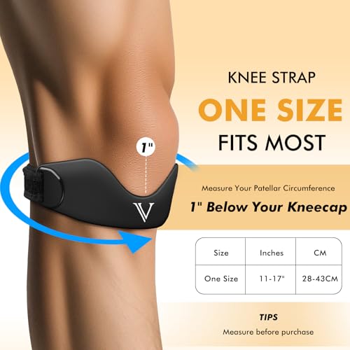 JHVW Patellar Tendon Support Strap 2-Pack, Knee Brace for Women Men, Adjustable Knee Patella Band Strap for Tendonitis, Running, Squats (Black) - Image 2