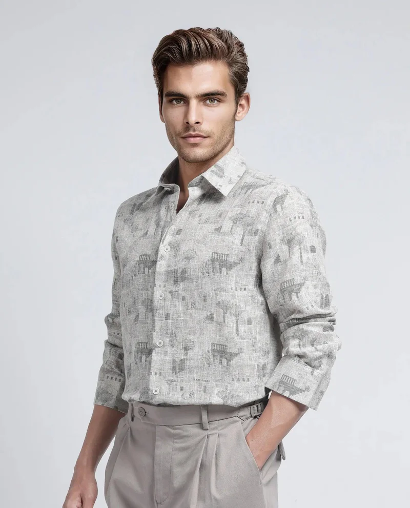 Rare Rabbit Men's Scenic Print Realxed Fit Shirt