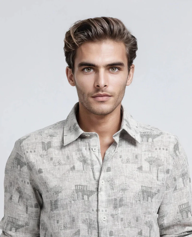 Rare Rabbit Men's Scenic Print Realxed Fit Shirt