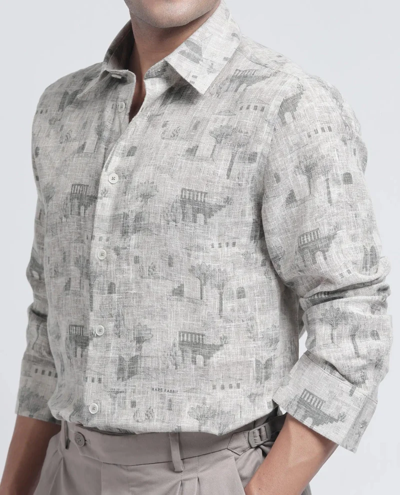 Rare Rabbit Men's Scenic Print Realxed Fit Shirt