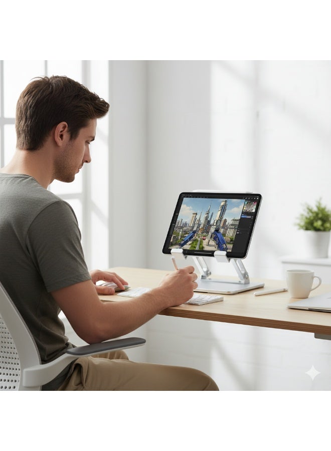 ايرس حامل معدني للهواتف والأجهزة اللوحية لأجهزة iPad - حامل مكتبي قابل للتعديل والطي لأجهزة iPhone 16 Pro Max وiPad Pro/Air/Mini وGalaxy Tab والمزيد - Image 3