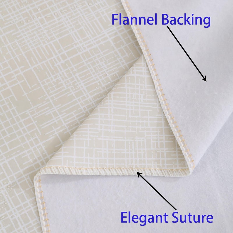Walrus Heavy Duty Vinyl Tablecloth with Flannel Backing Waterproof Oil-Proof Plastic Table Cloth Stain-Resistant Wipeable Rectangle or Square Table Cover for Indoor and Outdoor (Beige Striped,54x54 Inch) - Image 4