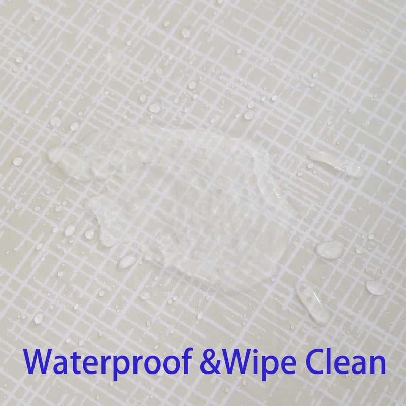 Walrus Heavy Duty Vinyl Tablecloth with Flannel Backing Waterproof Oil-Proof Plastic Table Cloth Stain-Resistant Wipeable Rectangle or Square Table Cover for Indoor and Outdoor (Beige Striped,54x54 Inch) - Image 5