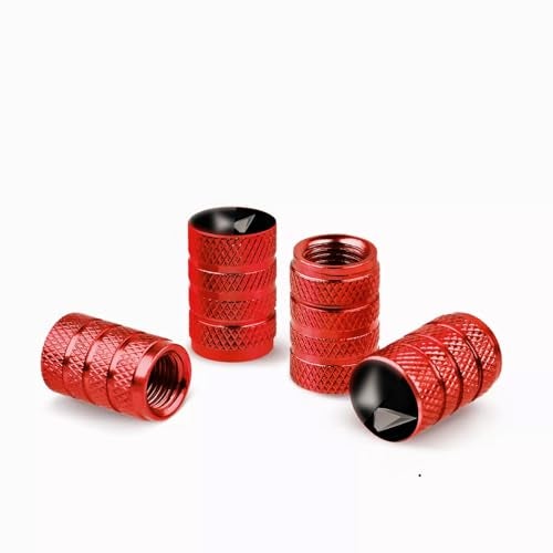 CONTACTS Compatible with Mahin-dra 4pcs Red Car Tire Valve Stem Caps, Universal Wheel Air Dust Covers, Aluminum Tyre Rim Ventil Accessories - Image 1