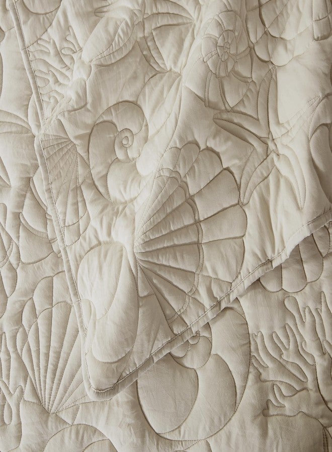 WDCOZY Coastal Beach Beige Queen Size Quilt Bedding Sets, Nautical Tropical Ocean Bedspread, Scallop Seashell Soft Coverlet, Lightweight Summer Thin Comforter for All Season - Image 5