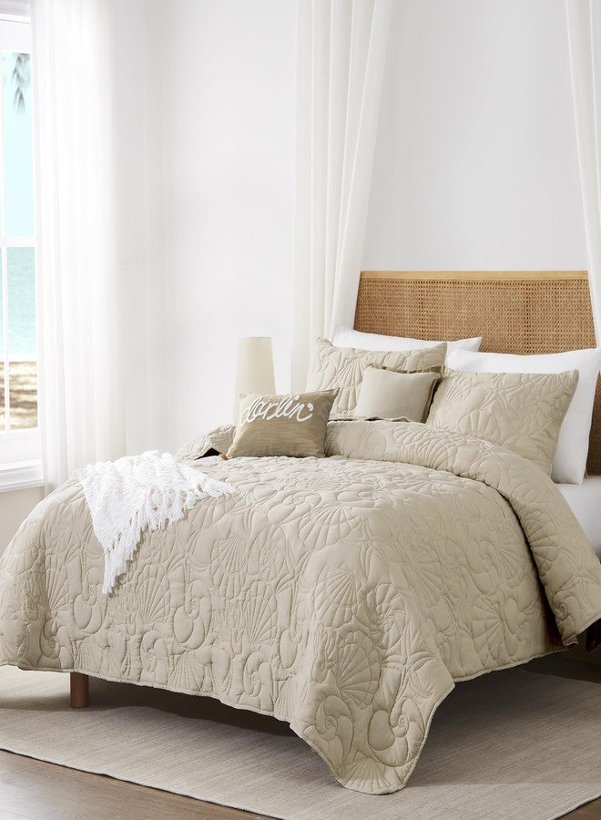 WDCOZY Coastal Beach Beige Queen Size Quilt Bedding Sets, Nautical Tropical Ocean Bedspread, Scallop Seashell Soft Coverlet, Lightweight Summer Thin Comforter for All Season - Image 2