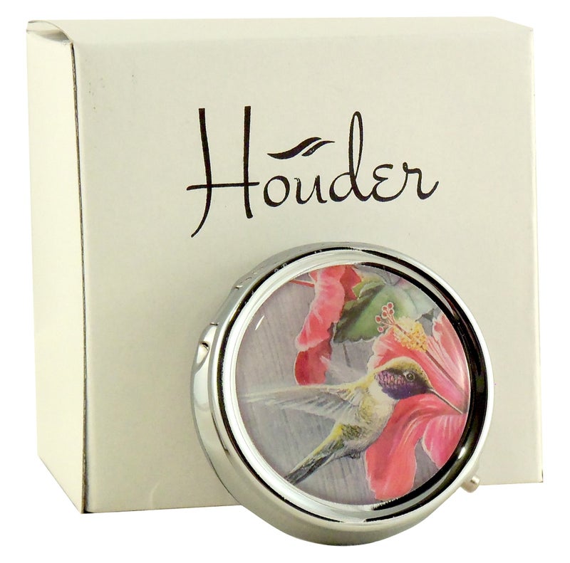 Designer Pill Box by Houder Decorative Pill Case with Gift Box Carry Your Meds in Style Hummingbird