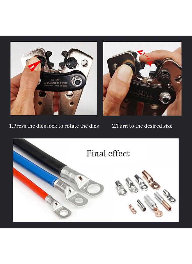 Terminal Cable Lug Crimping Pliers Y.O Plug Crimper Wire Terminal Crimping Tool 6-50mm² Six Crimping Sizes  - Image 4