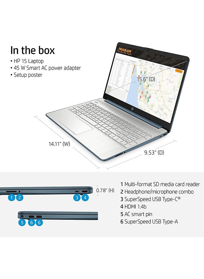 HP (Upgraded Version) Laptop With 15.6-Inch Display, AMD Ryzen 5 5500U Processor/32GB RAM/1TB PCIe SSD/AMD Radeon Graphics/Windows 11 + Accessories English Forest Teal - Image 3