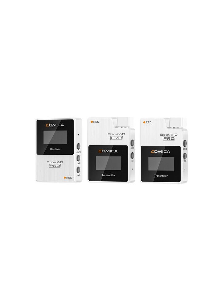 COMICA Comica Audio BoomX-D PRO D2 Ultracompact 2-Person Digital Wireless Microphone System/Recorder (2.4 GHz, White)  - Image 1