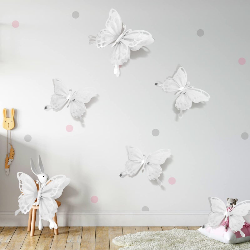 جيي Geyee 12 PCS 3D Brace Butterfly Party Decoration Paper Stickers Butterfly في 2 جدارية مختلفة من الجدار الجداري لزفاف غرفة نوم استحمام الطفل (Silver) - Image 5