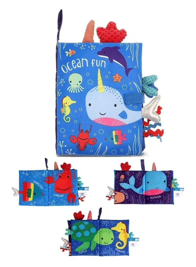 NIBEMINENT Baby Early Education Cloth Book, Soft Book with 3D Animal Tail Quiet for Toddlers Safe Non-toxic First 0-3 Years Old Toddler Gift - Image 1