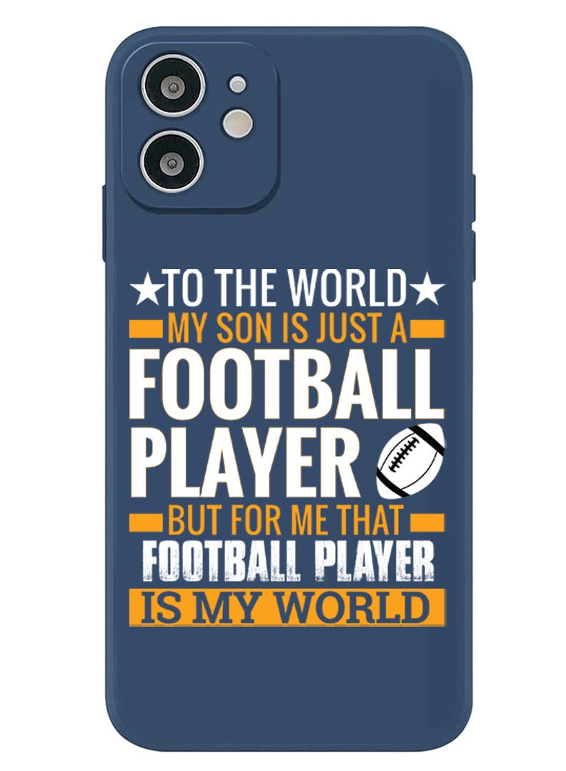 Theodor Protective Slim Fit Case Liquid Silicone Cover with Full Body Protection Anti-Scratch Shockproof Case For iPhone 12 Blue  - Football player copy - Image 1