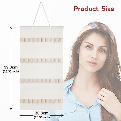 JOYMOMO Hanging Headband Holder For Girls,Felt Headband Organizer Headband Storage Holder Organizer For Headband (Without Headbands) (40 Slots Cream) - Image 4