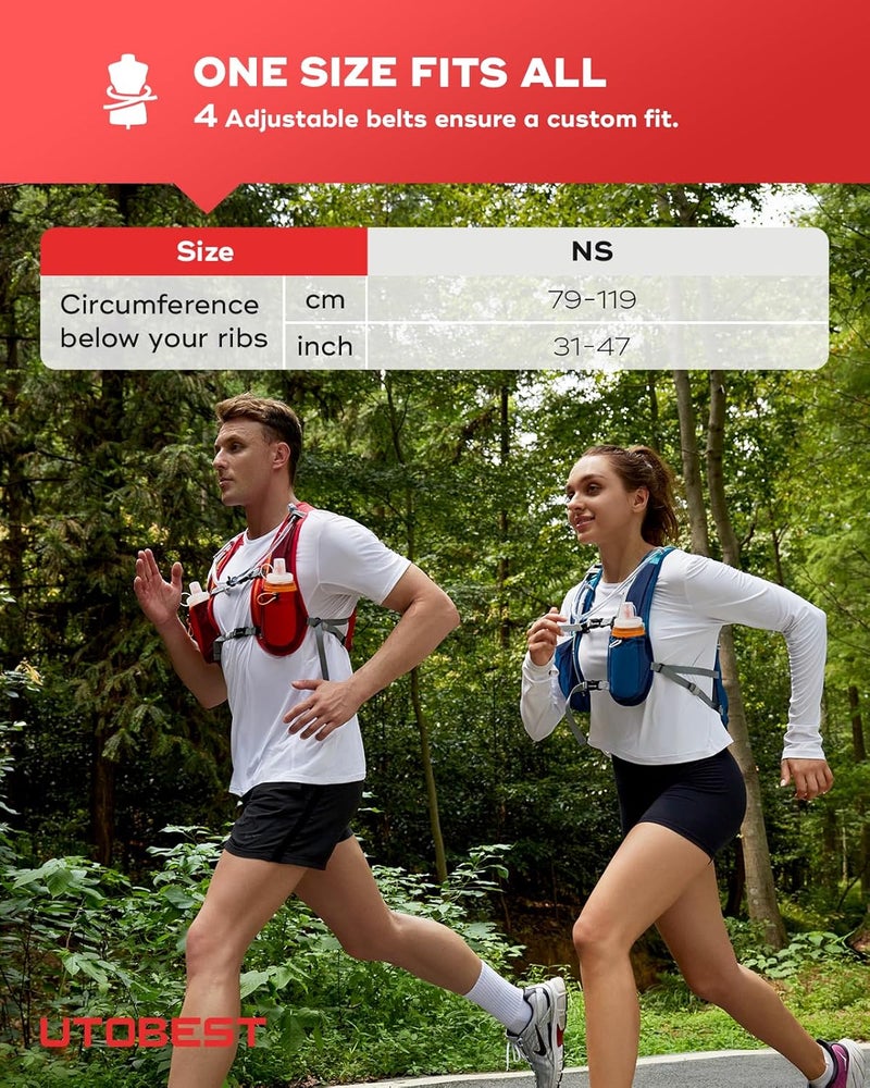 UTOBEST Running Vest, 5L Hydration Vest Lightweight, Breathable and Sweatproof Running Backpack, Adjustable Running Hydration Vest for Trail Running Marathon Race Jogging Cycling - Image 5