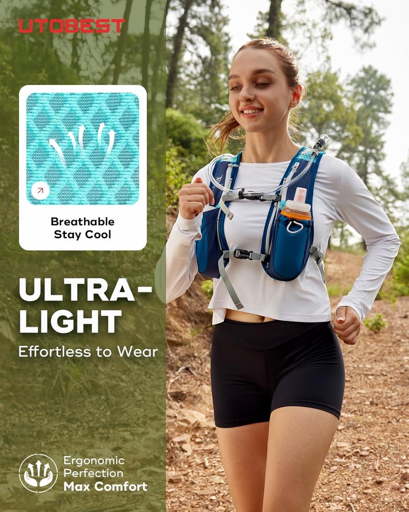 UTOBEST Running Vest, 5L Hydration Vest Lightweight, Breathable and Sweatproof Running Backpack, Adjustable Running Hydration Vest for Trail Running Marathon Race Jogging Cycling - Image 4