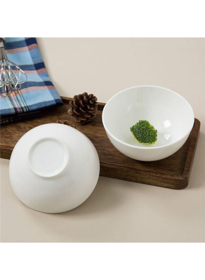 Sky Top Rice Bowl, Ceramic Noodle Bowl, Bone China Soup Bowl, Household Housewarming Hotel Tableware Set, Pure White 5-inch Aobow 4 Pieces - Image 3