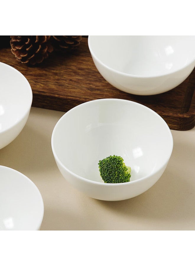 Sky Top Rice Bowl, Ceramic Noodle Bowl, Bone China Soup Bowl, Household Housewarming Hotel Tableware Set, Pure White 5-inch Aobow 4 Pieces - Image 4