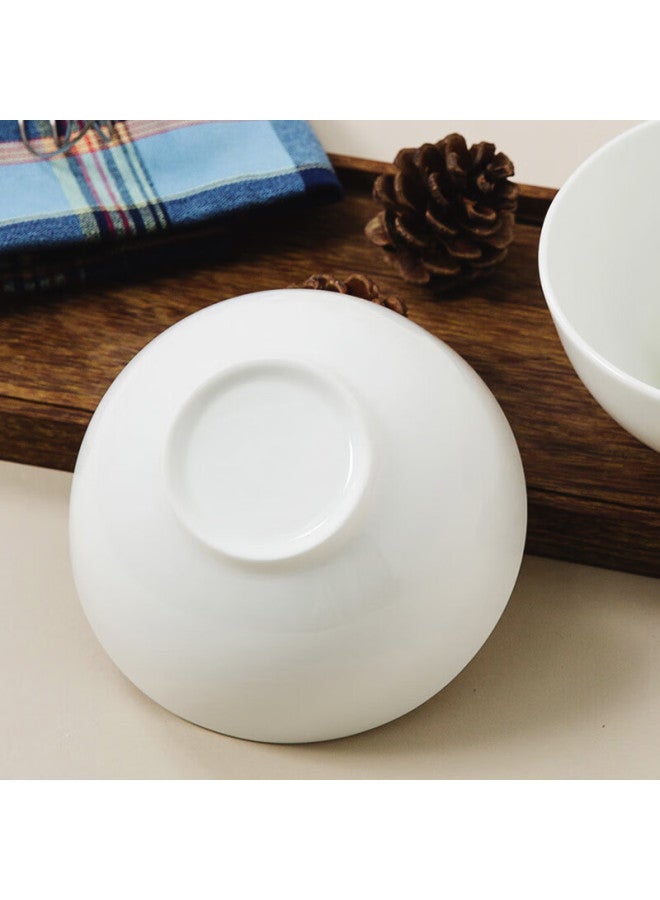 Sky Top Rice Bowl, Ceramic Noodle Bowl, Bone China Soup Bowl, Household Housewarming Hotel Tableware Set, Pure White 5-inch Aobow 4 Pieces - Image 5