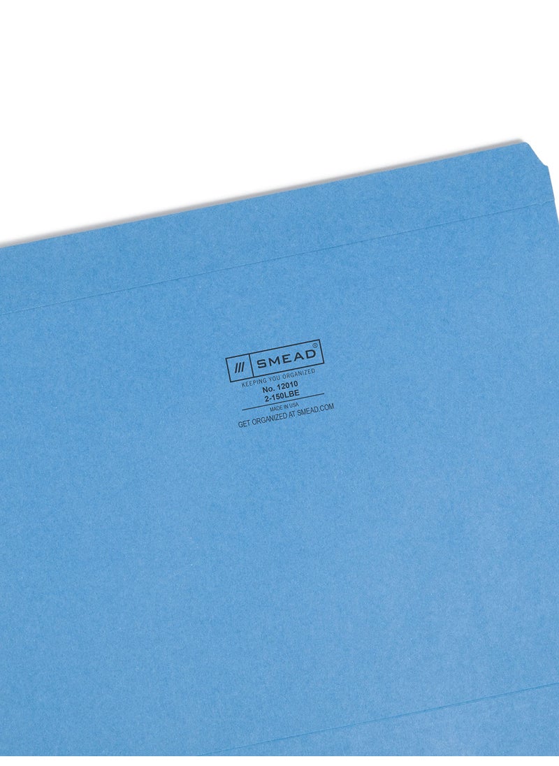 Smead Smead File Folder, Reinforced Straight-Cut Tab, Letter Size, Blue, 100 per Box (12010)  - Image 3