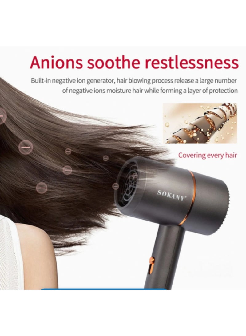 sokany Professional Hair Dryer SK-2202 / 1200W - Grey  - Image 3