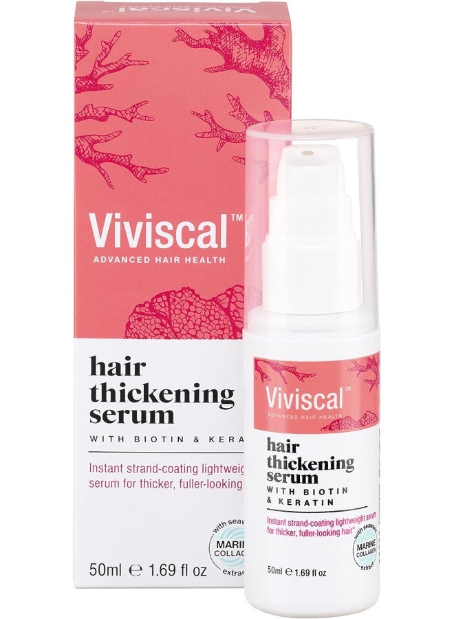 Viviscal Hair Thickening Serum for Naturally Thicker & Fuller Looking Hair, Paraben Free Leave In Conditioner with Biotin, Keratin & Marine Collagen, for All Hair Types, 50 ml - Image 1