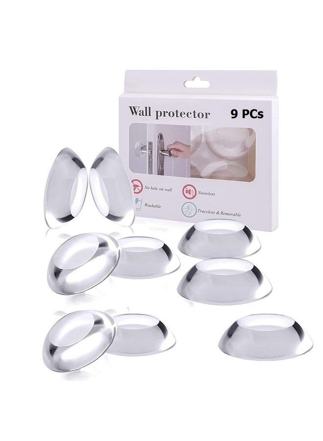 HSR Door Knob Wall Protector 9Pcs Transparent Round Silicone Door Handle Bumper for Doorknobs, Headboard, Refrigerator Door, Cabinets - Image 1