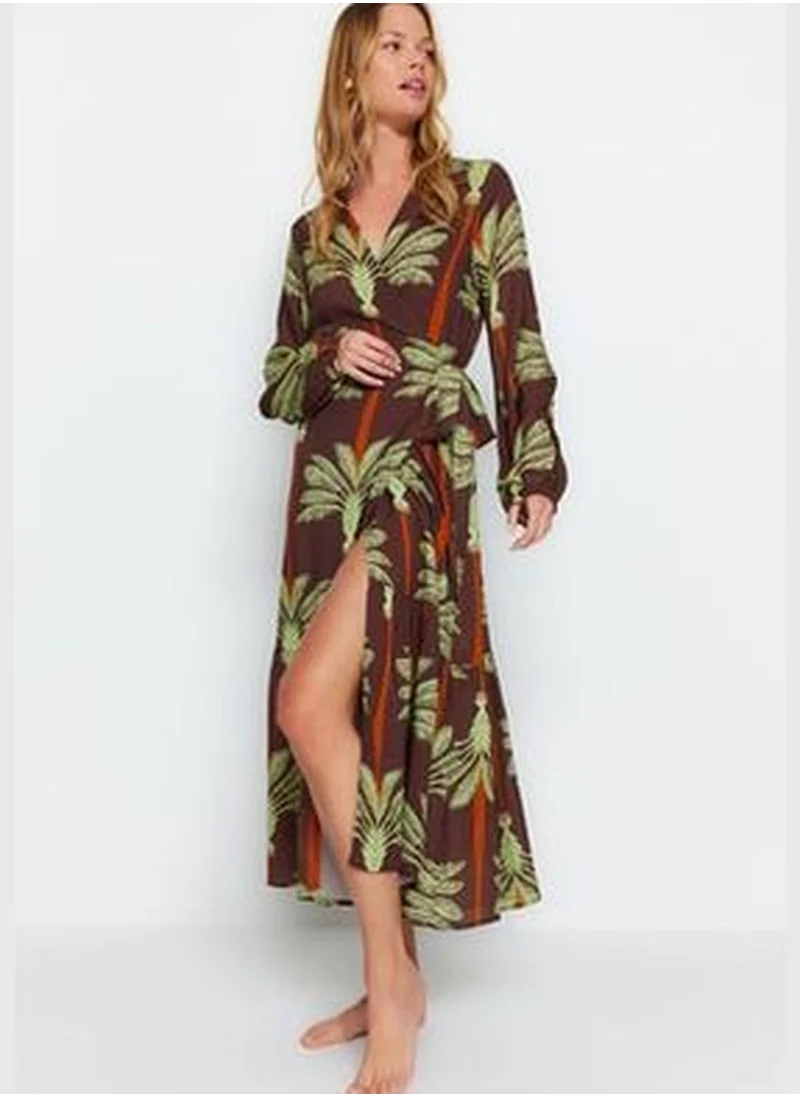 trendyol Tropical Patterned Maxi Woven Kimono & Kaftan TBESS23KM00053