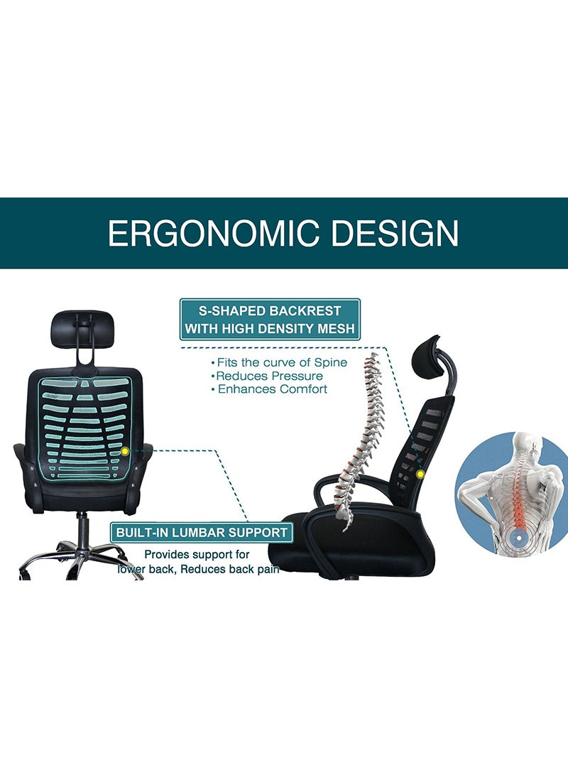 Mahmayi TJ HY-903 High Back Mesh Executive Swivel Office Chair - Black - Image 4